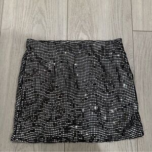 EGO Black and Silver Mini Skirt